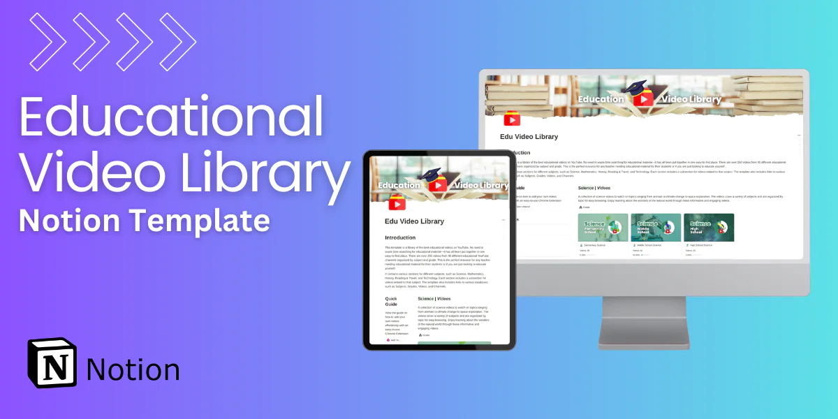 Education Video Library – The Ultimate Notion Template for Teachers 🎓📚