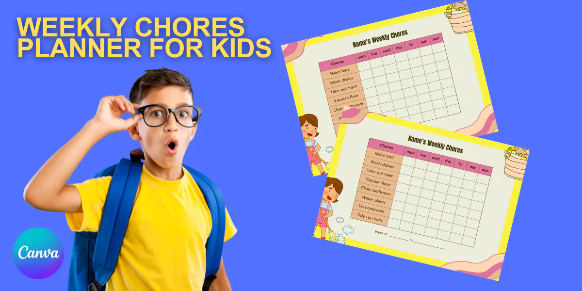 Weekly Chores Planner for Kids – Canva Template (1 Page)