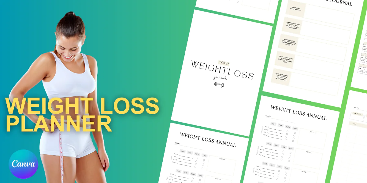Weightloss Planner - Canva Template - 32 pages
